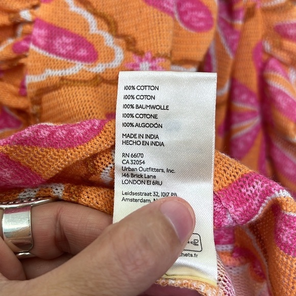 Free People - Through The Meadow Grapefruit Floral Hook And Eye Closure Blouse M - Picture 11 of 13